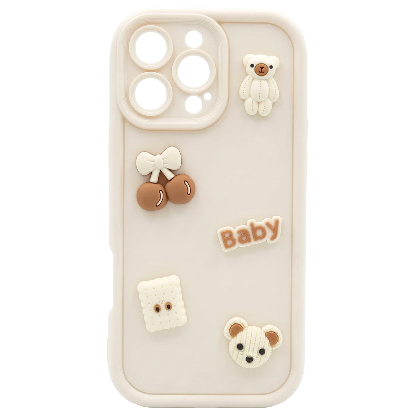 Deksel for Apple iPhone 17 Pro, OEM, Ultra Trendy 3D Bear, Beige