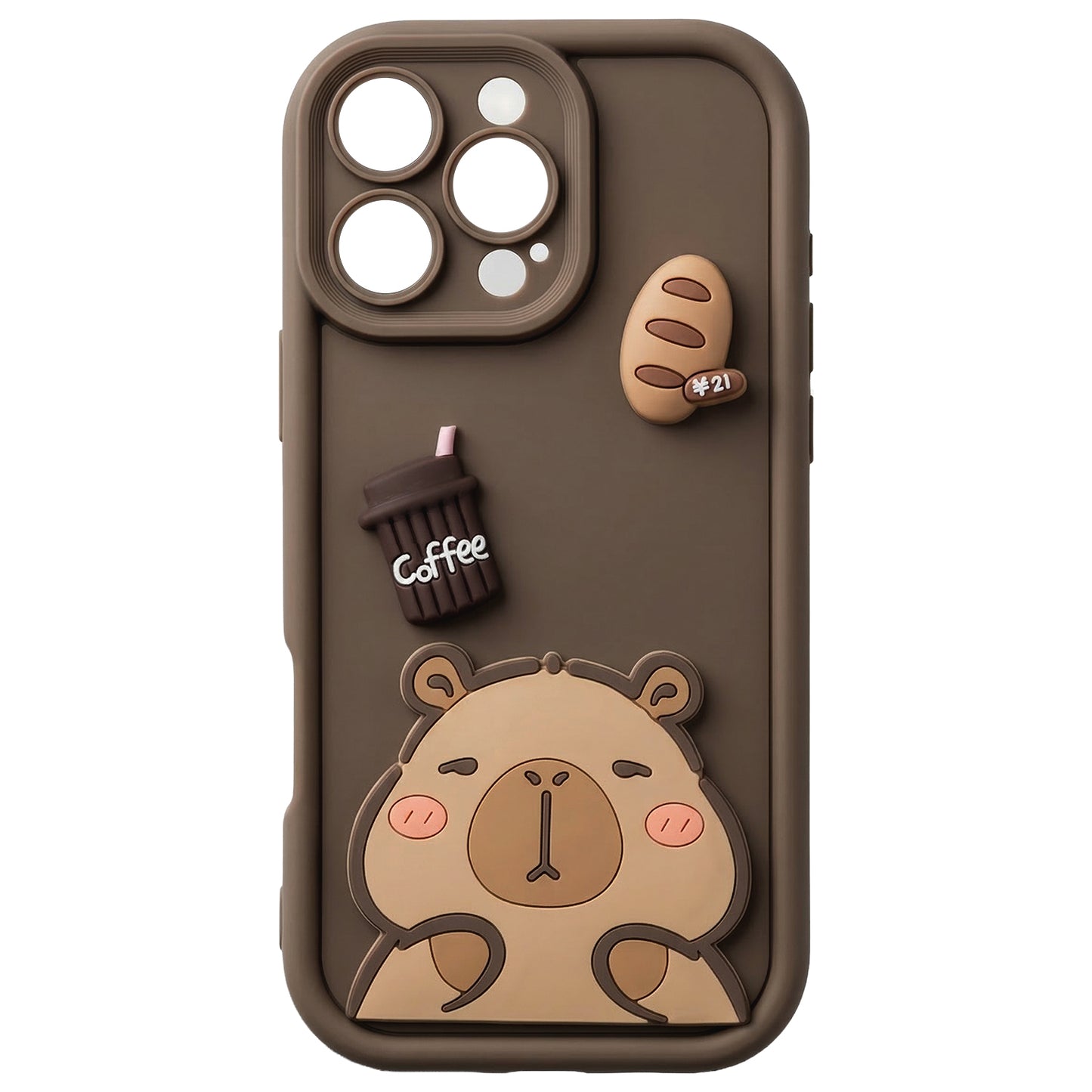 Deksel til Apple iPhone 13, OEM, Ultra Trendy 3D Capybara, Brun