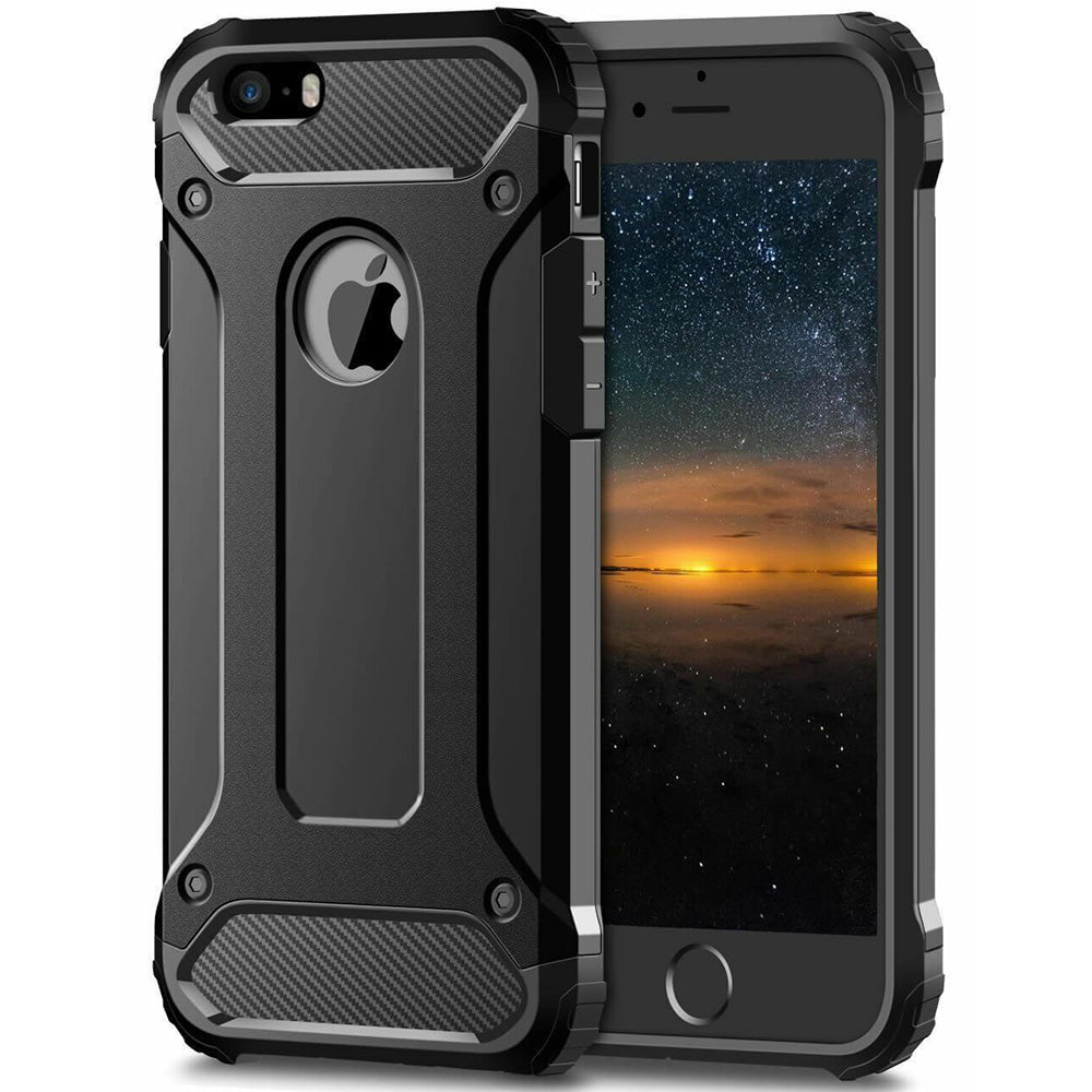 Deksel for Apple iPhone SE (2016) / 5 / 5s, Techsuit, Hybrid Armor, Svart