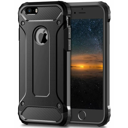 Deksel for Apple iPhone SE (2016) / 5 / 5s, Techsuit, Hybrid Armor, Svart