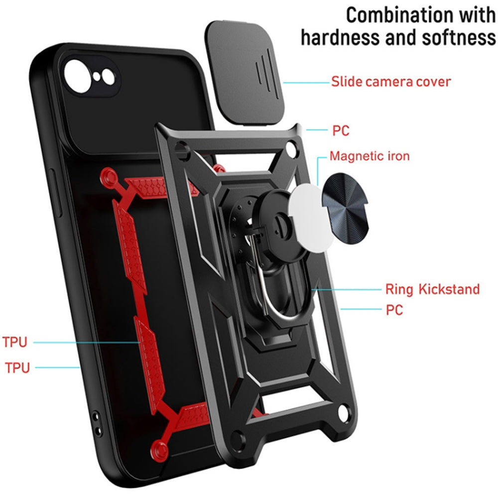 Deksel for Apple iPhone SE (2022) / SE (2020) / 8 / 7, Techsuit, CamShield, Svart