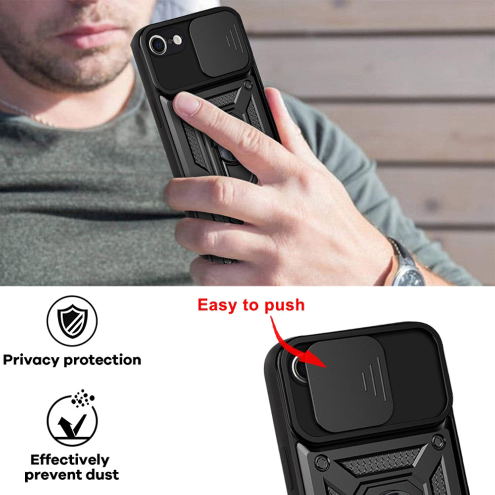 Deksel for Apple iPhone SE (2022) / SE (2020) / 8 / 7, Techsuit, CamShield, Svart