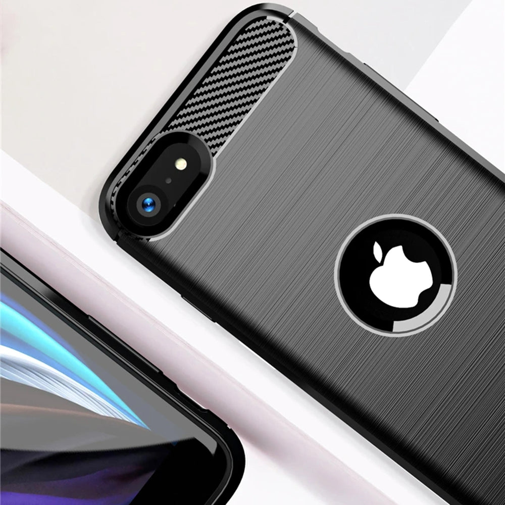 Deksel for Apple iPhone SE (2022) / SE (2020), Techsuit, Karbon, Svart