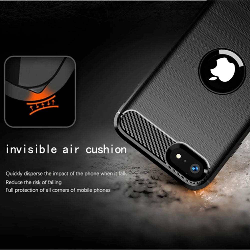 Deksel for Apple iPhone SE (2022) / SE (2020), Techsuit, Karbon, Svart