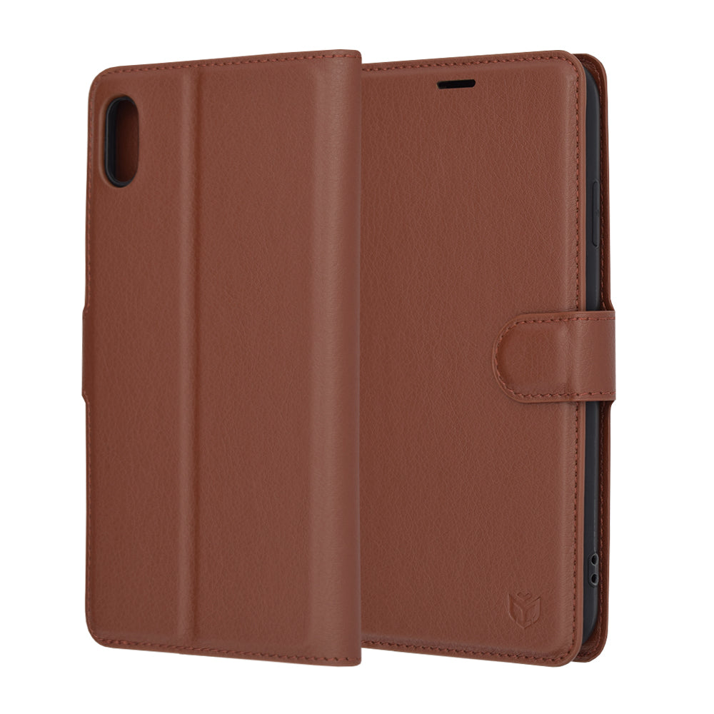 Deksel for Apple iPhone XS Max, Techsuit, Leather Folio, Brun