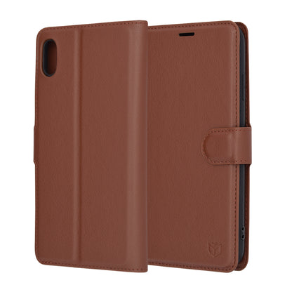Deksel for Apple iPhone XS Max, Techsuit, Leather Folio, Brun