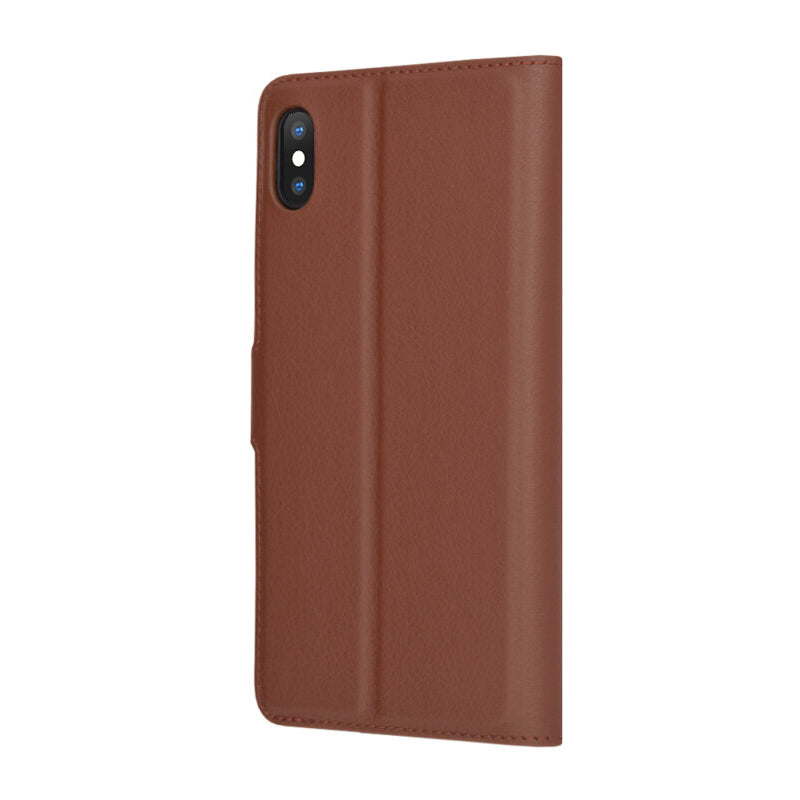 Deksel for Apple iPhone XS Max, Techsuit, Leather Folio, Brun