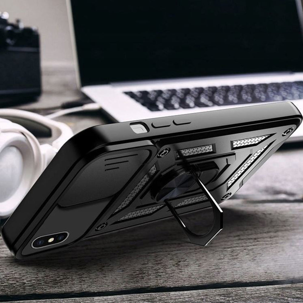 Deksel for Apple iPhone XS / X, Techsuit, CamShield, Svart