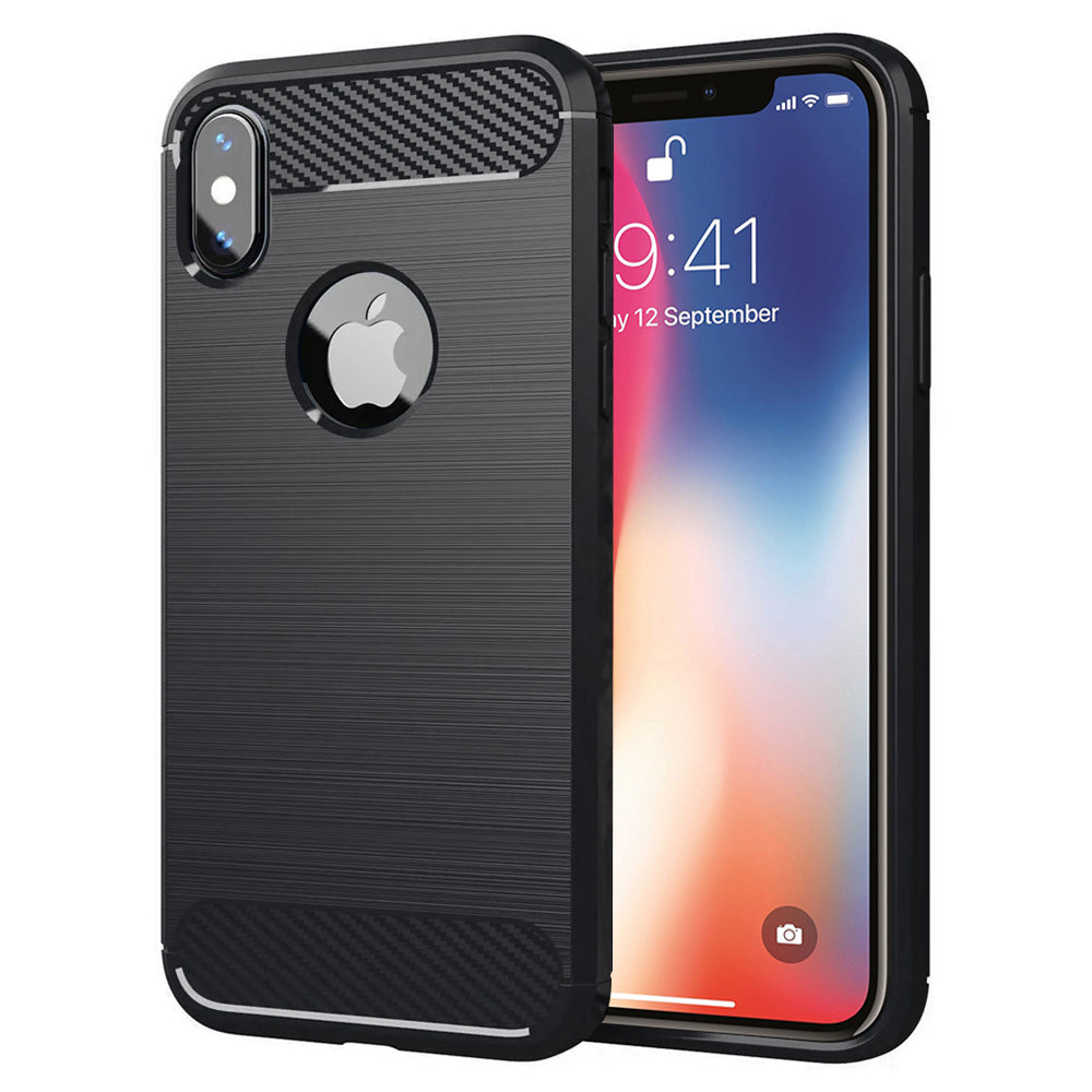 Deksel for Apple iPhone XS / X, Techsuit, Karbon, Svart