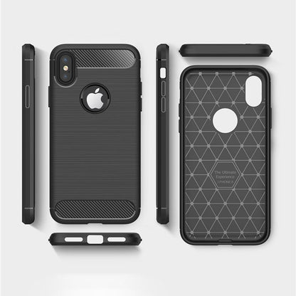 Deksel for Apple iPhone XS / X, Techsuit, Karbon, Svart