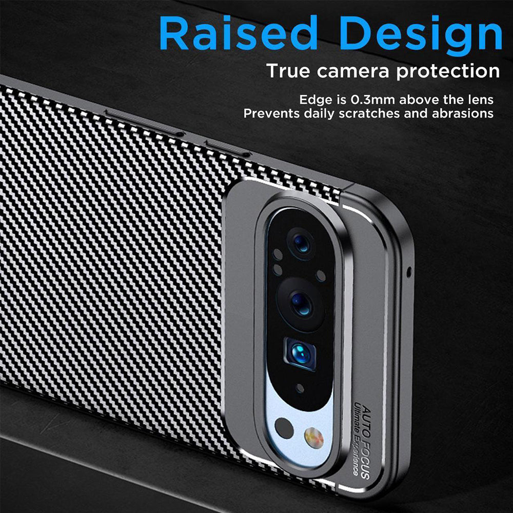 Deksel for Google Pixel 9 Pro, Techsuit, CarbonFiber, Svart