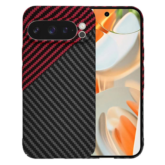 Deksel for Google Pixel 9 Pro, Techsuit, Carbonite FiberShell, Svart Rød
