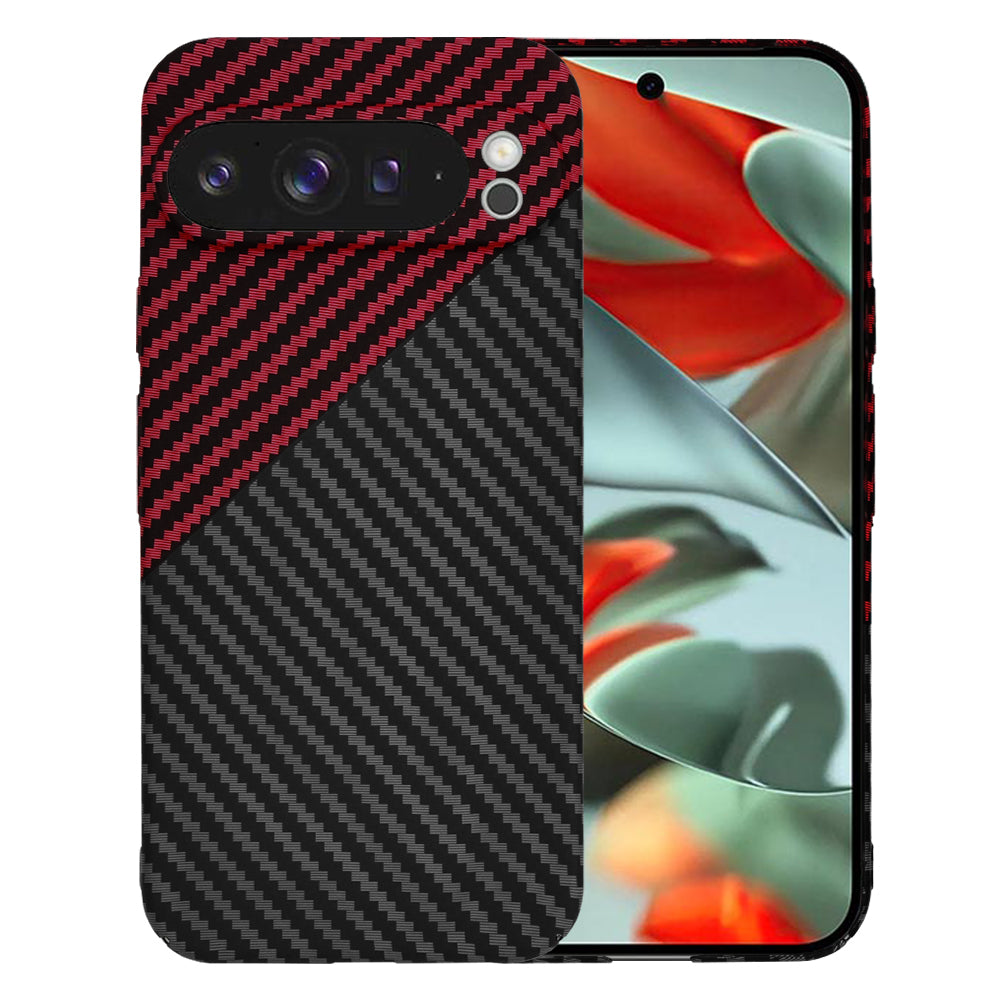 Deksel for Google Pixel 9 Pro XL, Techsuit, Carbonite FiberShell, Svart Rød