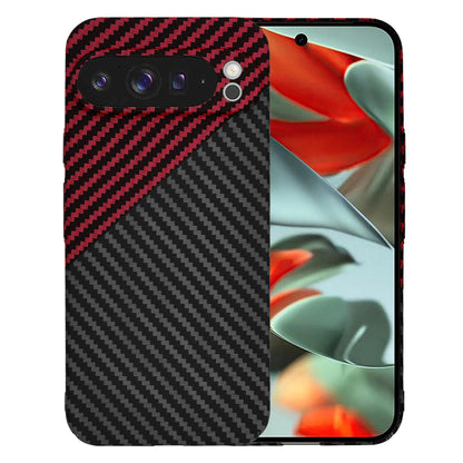 Deksel for Google Pixel 9 Pro XL, Techsuit, Carbonite FiberShell, Svart Rød