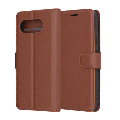 Deksel for Google Pixel 9a, Techsuit, Leather Folio, Brun