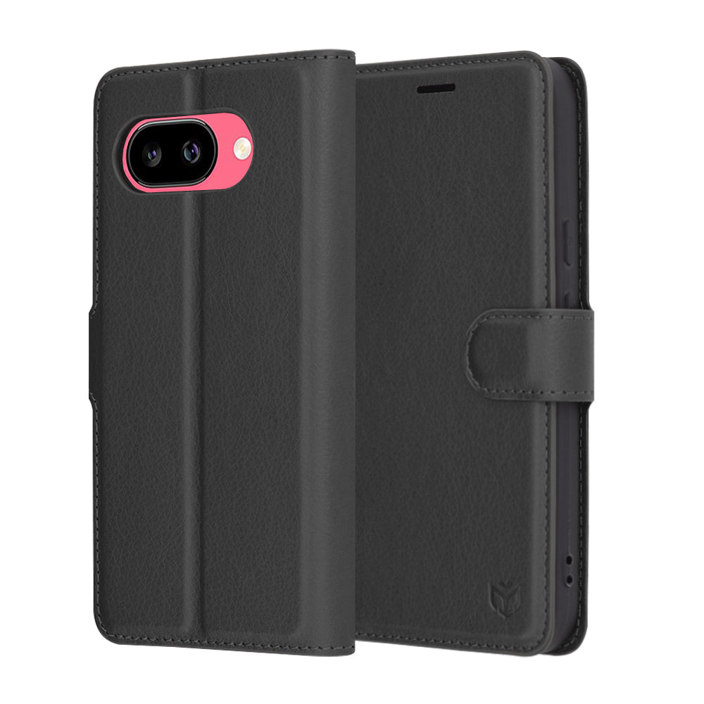 Deksel for Google Pixel 9a, Techsuit, Leather Folio, Svart