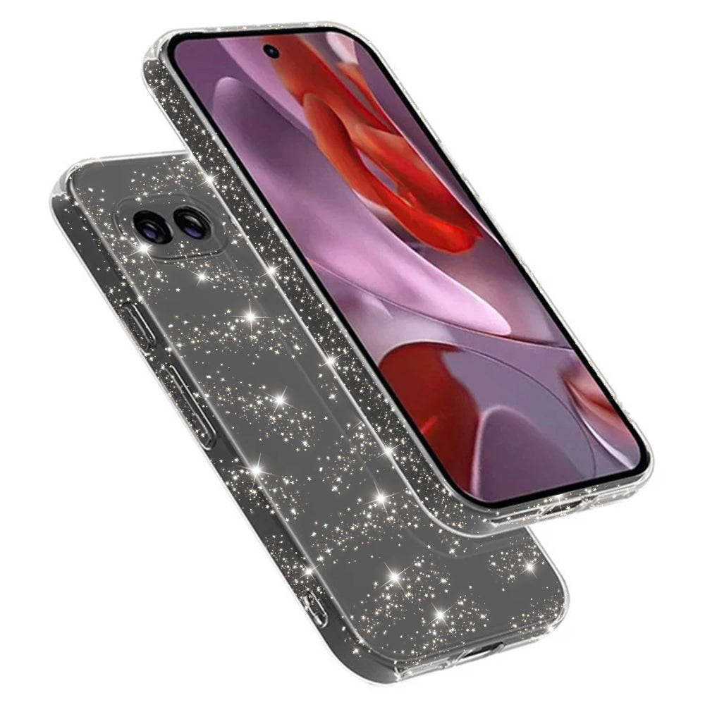 Deksel for Google Pixel 9a, Techsuit, SparkleSkin, Transparent