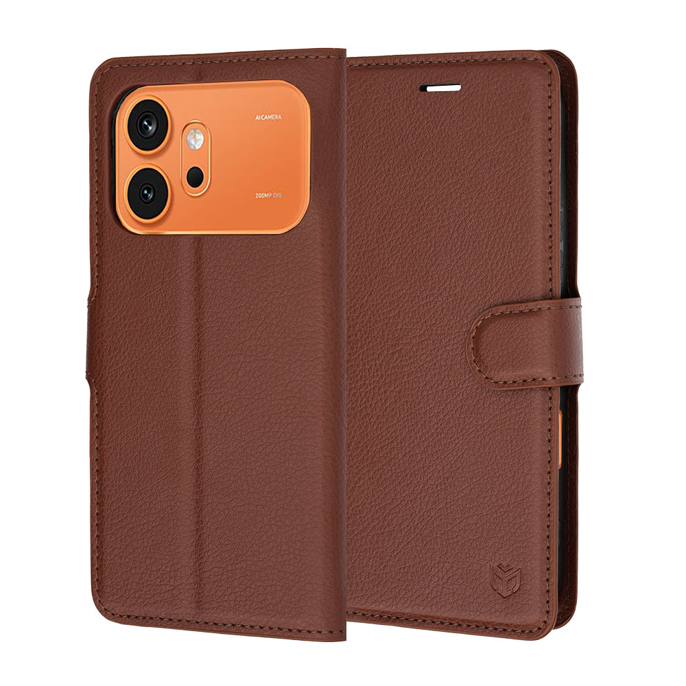 Deksel for Honor 600 Pro / 600, Techsuit, Leather Folio, Brun