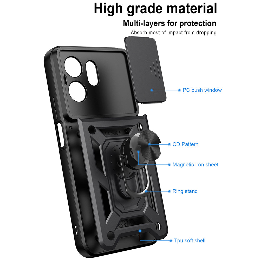 Deksel til Honor 600 Smart, Techsuit, CamShield, Gullfarget