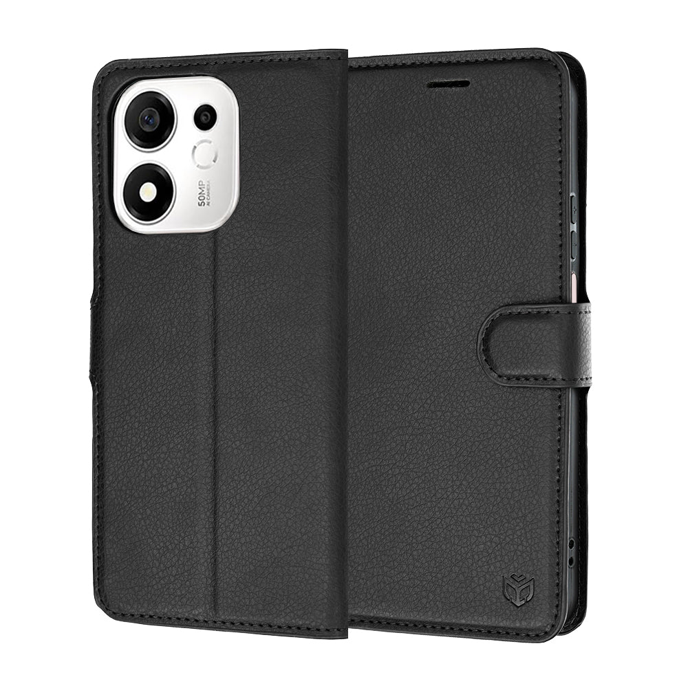 Deksel for Honor 600 Smart, Techsuit, Leather Folio, Svart