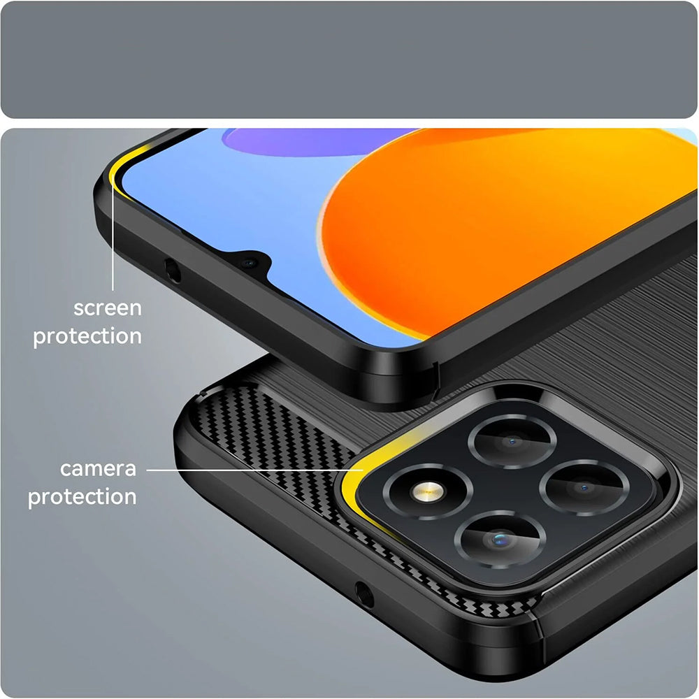 Deksel til Honor 70 Lite / X6 / X8 5G, Techsuit, Karbon, Svart