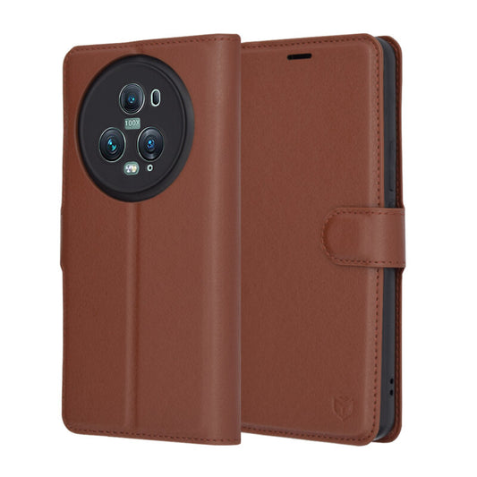 Deksel for Honor Magic5 Pro, Techsuit, Leather Folio, Brun