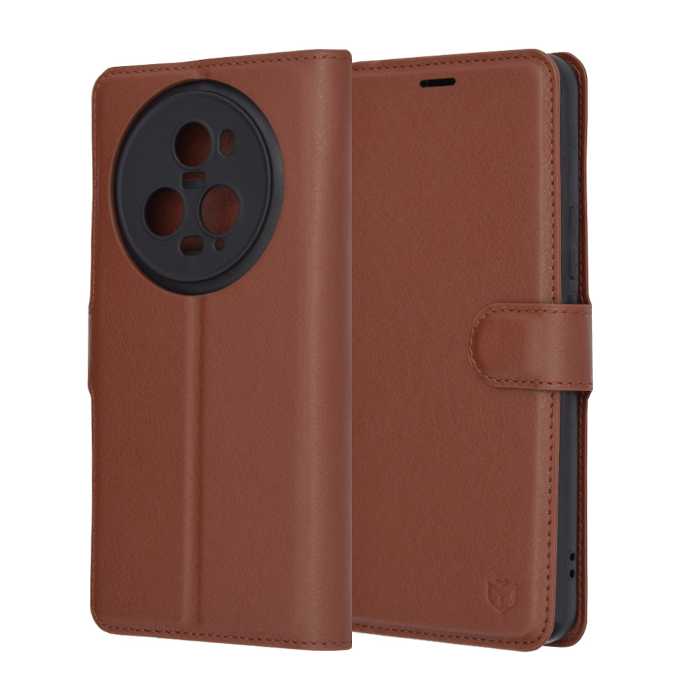 Deksel for Honor Magic5 Pro, Techsuit, Leather Folio, Brun