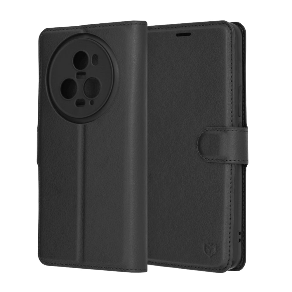 Deksel for Honor Magic5 Pro, Techsuit, Leather Folio, Svart