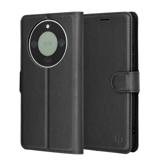 Deksel for Honor Magic8 Lite, Techsuit, Leather Folio, Svart