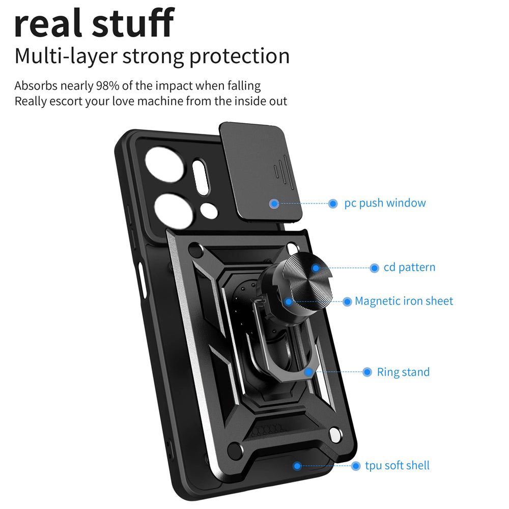 Deksel til Honor X7a, Techsuit, CamShield, Svart