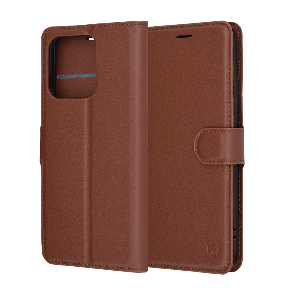 Deksel for Honor X8c, Techsuit, Leather Folio, Brun