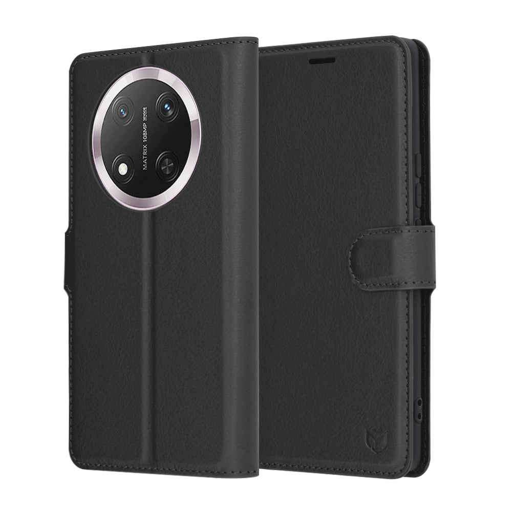 Deksel for Honor X9c / Magic7 Lite, Techsuit, Leather Folio, Svart