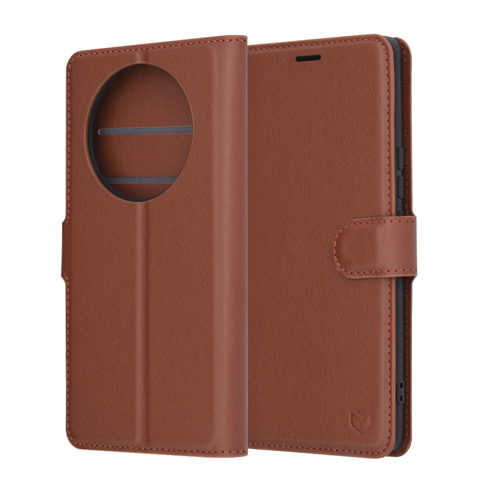 Deksel for Honor X9c / Magic7 Lite, Techsuit, lærfolio, brun