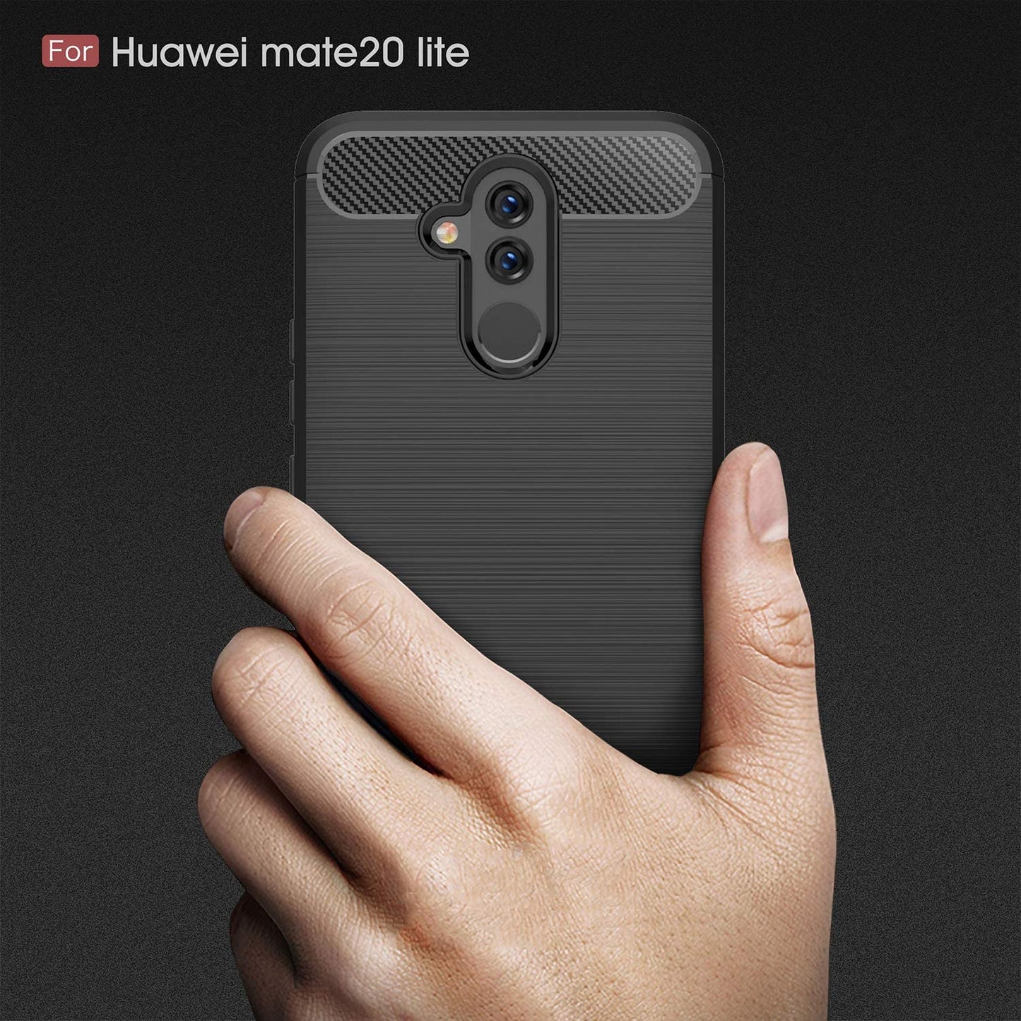 Deksel til Huawei Mate 20 Lite, Techsuit, Karbon, Svart