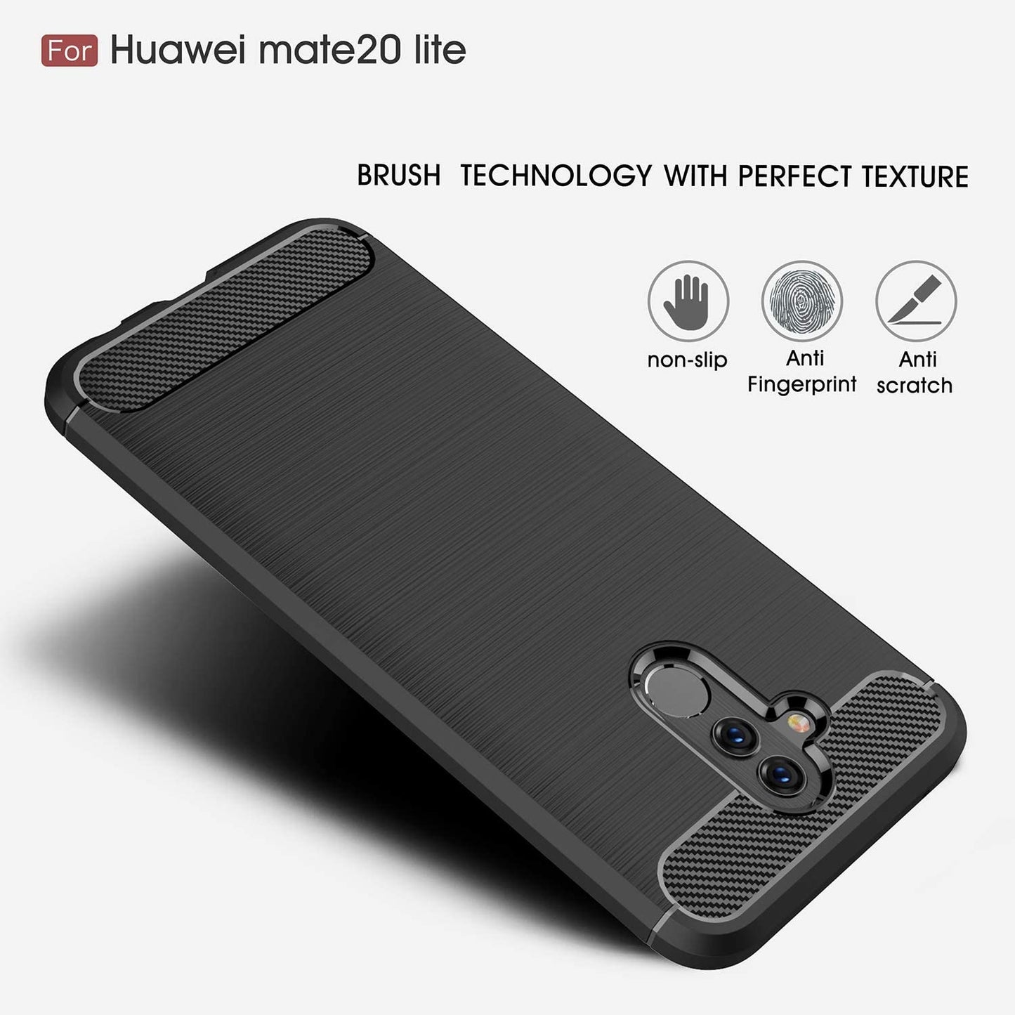 Deksel til Huawei Mate 20 Lite, Techsuit, Karbon, Svart
