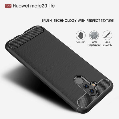 Deksel til Huawei Mate 20 Lite, Techsuit, Karbon, Svart