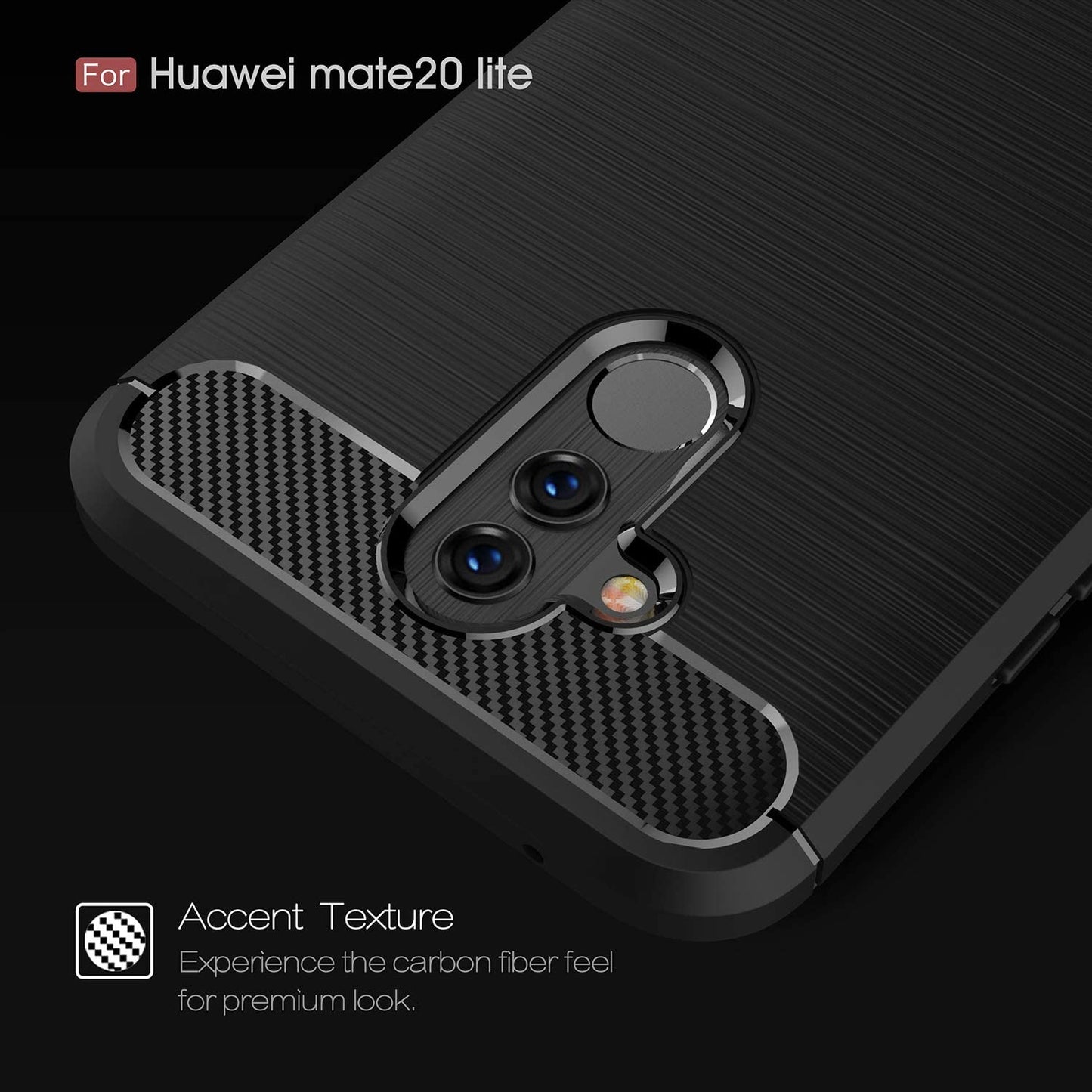 Deksel til Huawei Mate 20 Lite, Techsuit, Karbon, Svart