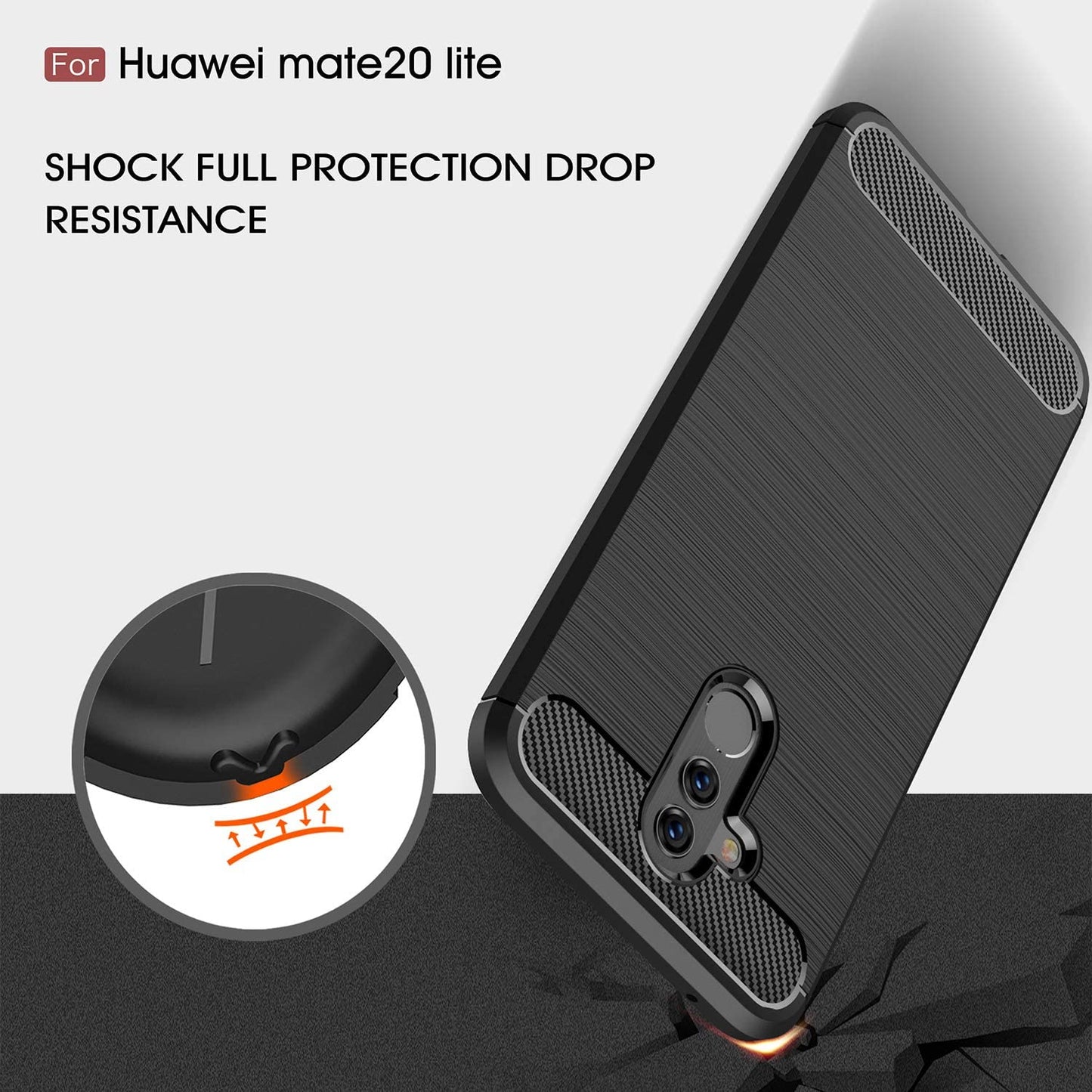 Deksel til Huawei Mate 20 Lite, Techsuit, Karbon, Svart
