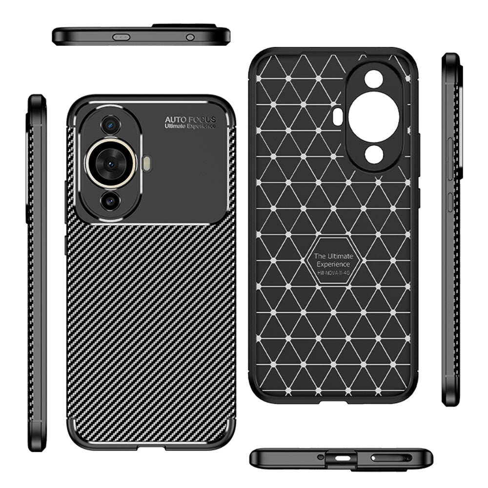 Deksel for Huawei nova 12s / nova 11, Techsuit, Karbonfiber, Svart