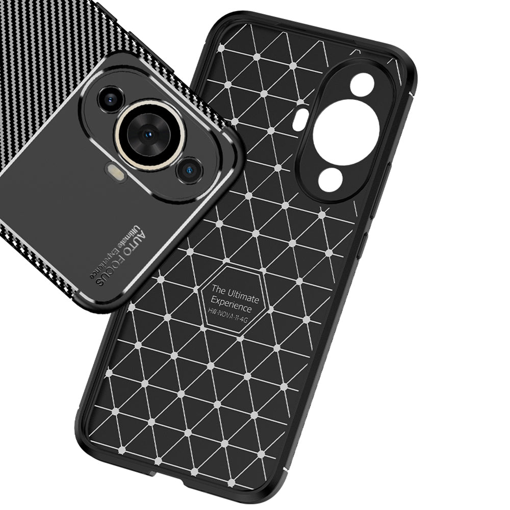 Deksel for Huawei nova 12s / nova 11, Techsuit, Karbonfiber, Svart