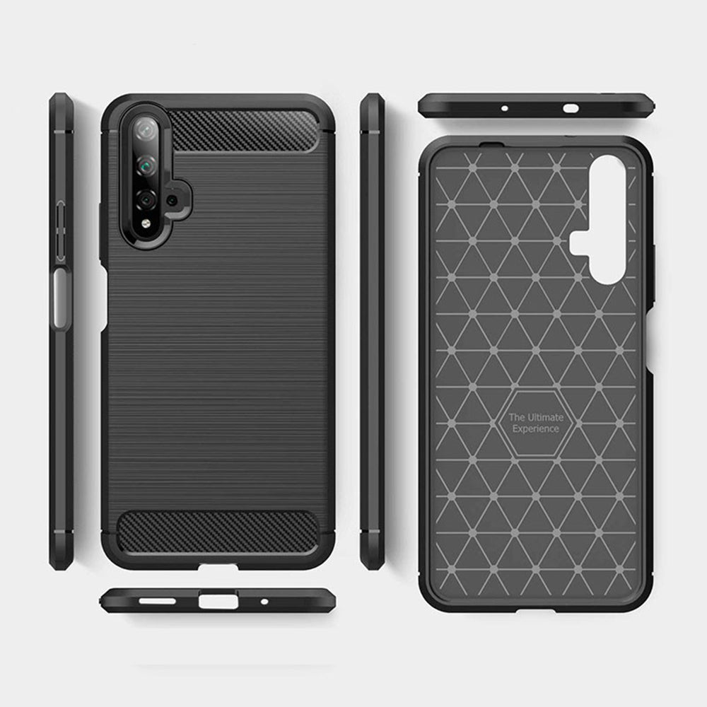 Deksel til Huawei nova 5T / Honor 20, Techsuit, Karbon, Svart