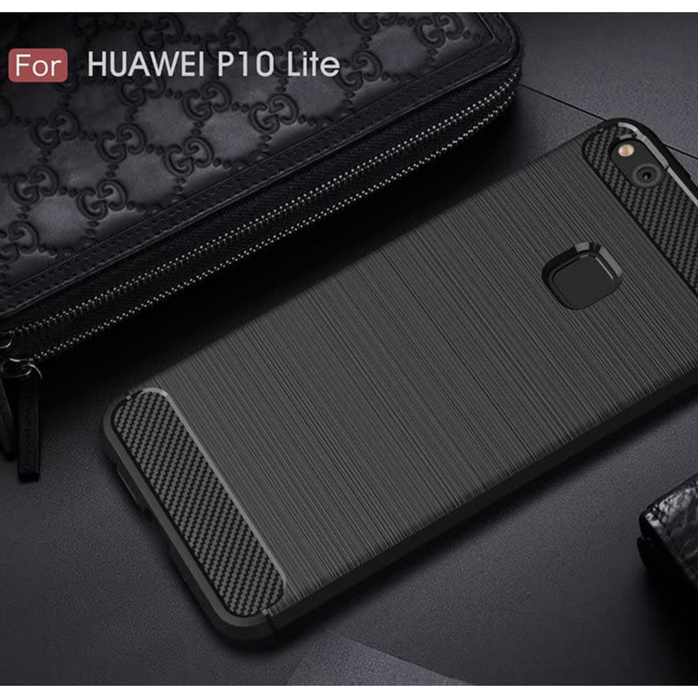Deksel til Huawei P10 Lite, Techsuit, Karbon, Svart