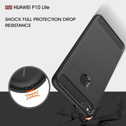 Deksel til Huawei P10 Lite, Techsuit, Karbon, Svart