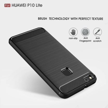 Deksel til Huawei P10 Lite, Techsuit, Karbon, Svart