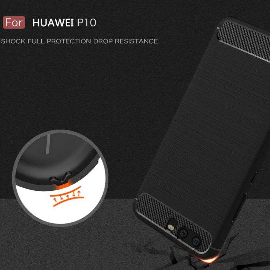 Deksel til Huawei P10, Techsuit, Karbon, Svart
