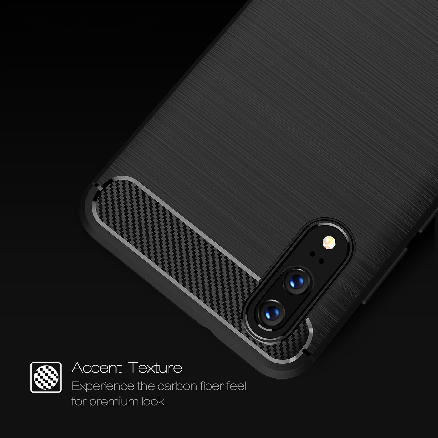 Deksel for Huawei P20, Techsuit, Karbon, Svart