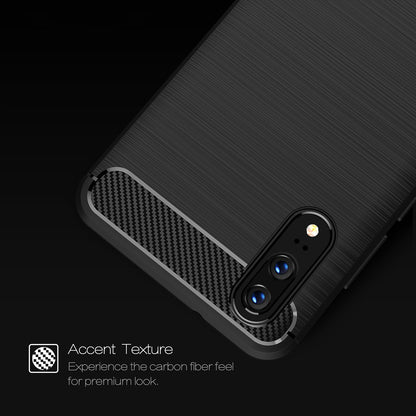 Deksel for Huawei P20, Techsuit, Karbon, Svart