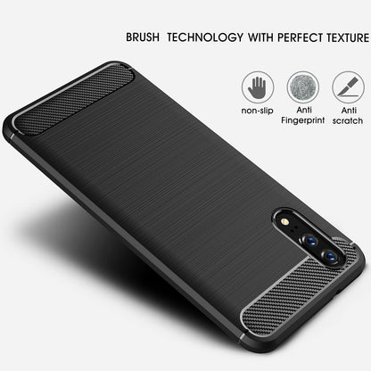 Deksel for Huawei P20, Techsuit, Karbon, Svart