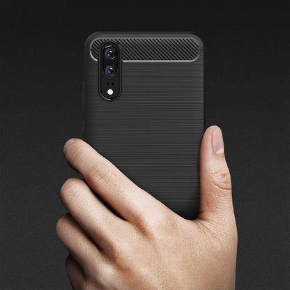 Deksel for Huawei P20, Techsuit, Karbon, Svart