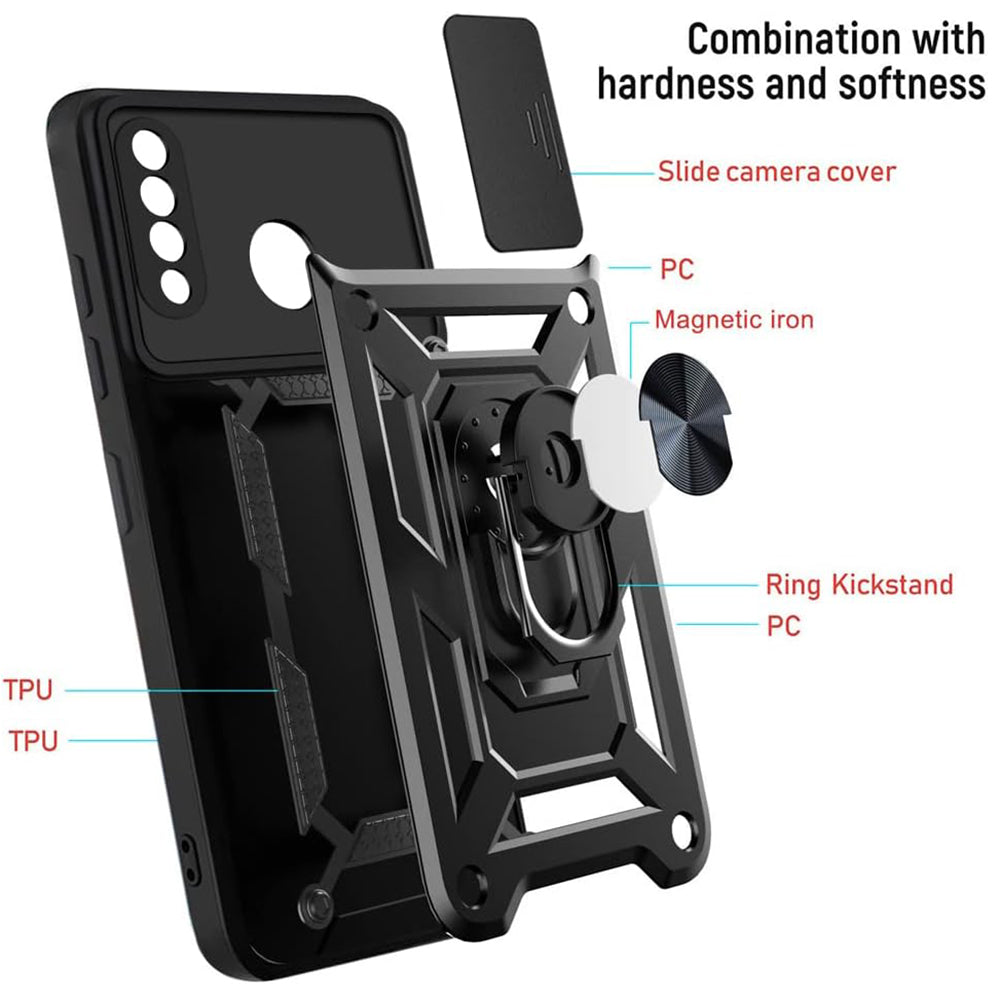 Deksel til Huawei P30 lite New Edition / P30 lite, Techsuit, CamShield, Svart